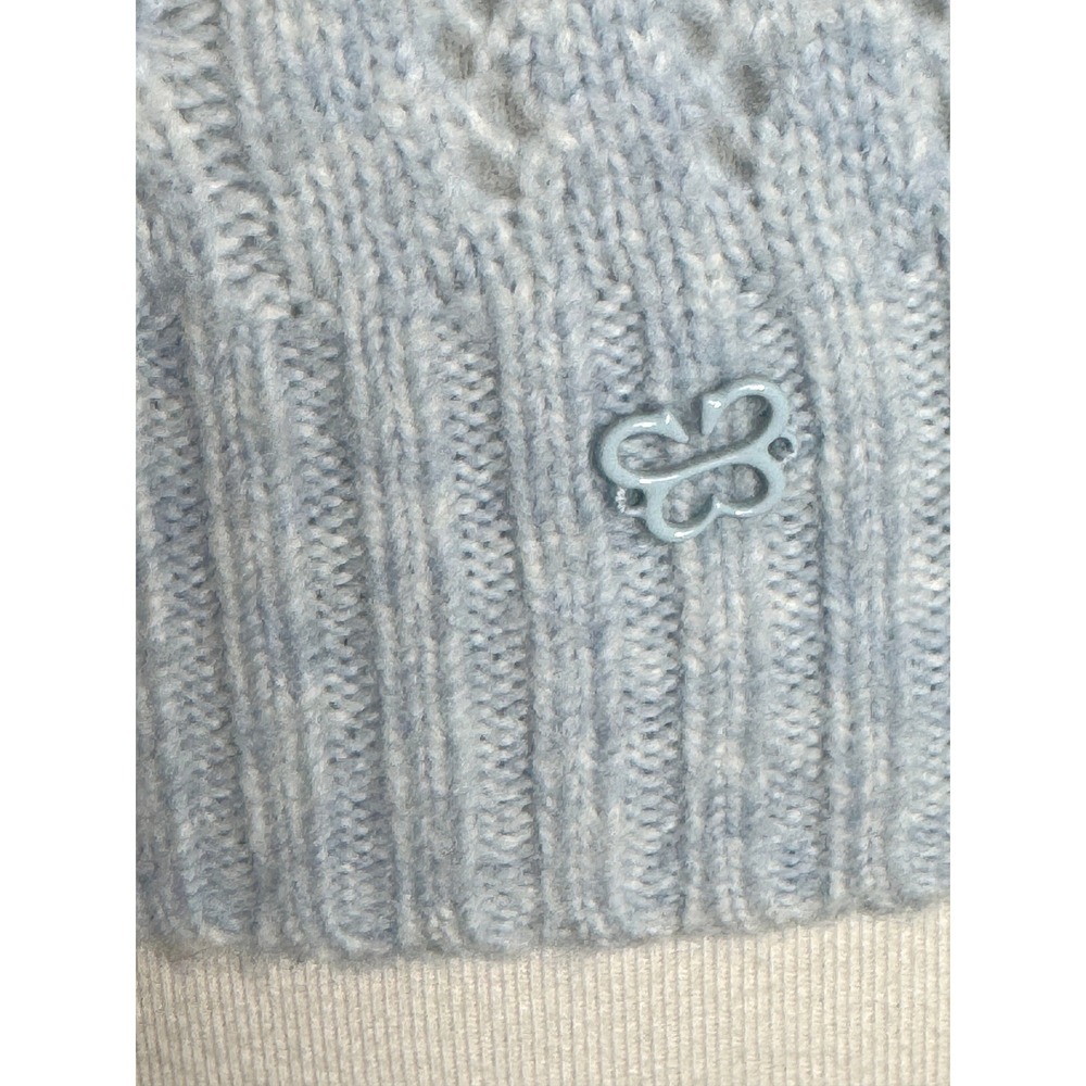 SUNDAY BEST Pointelle Merino Wool Blend Crew Neck Sweater XS Lt Blue Pastel - Picture 4 of 9